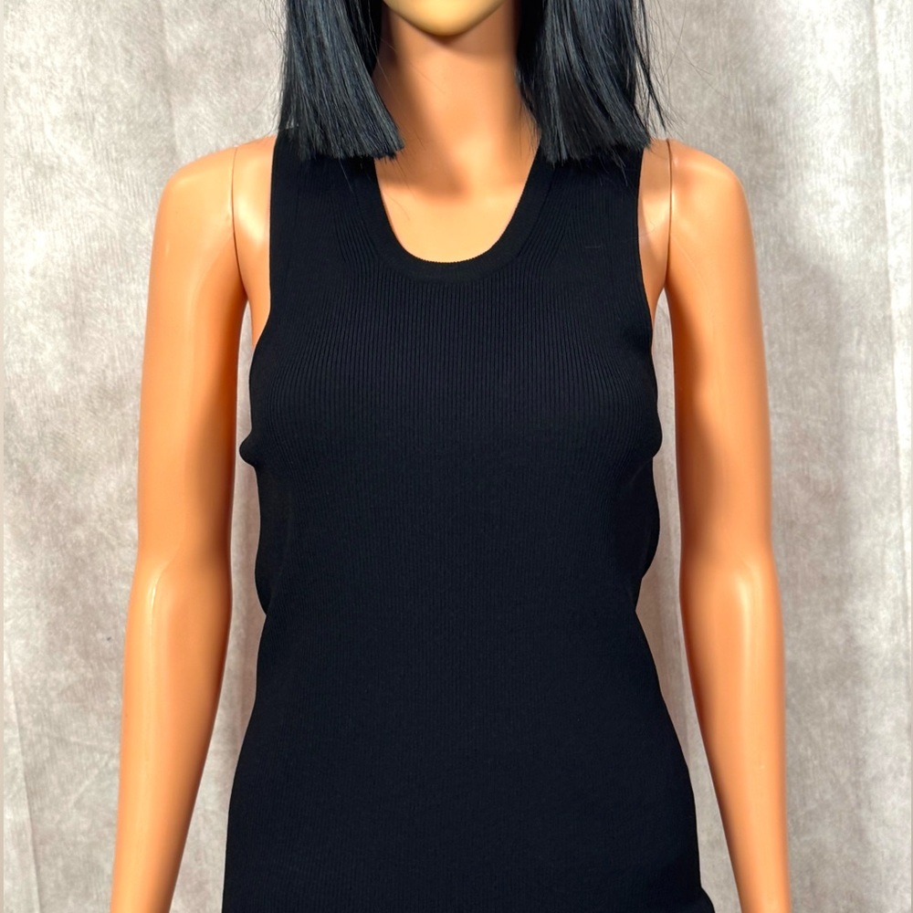 Helmut Lang Black Fitted Sleeveless, Twisted Back Tank Top